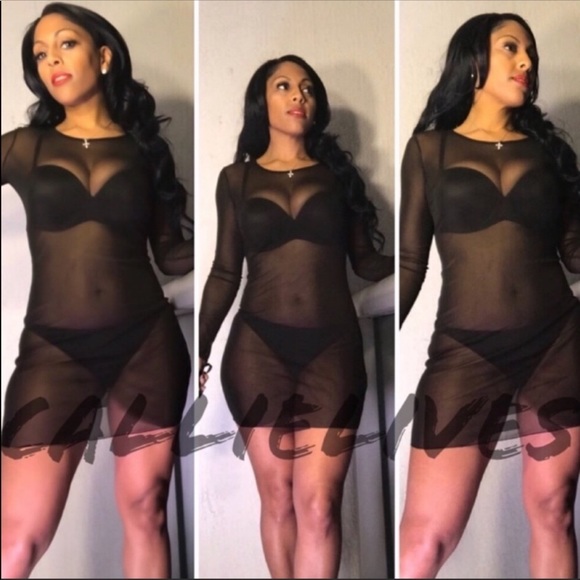 Xena Black Sheer Mesh Sexy Mini Dress Lingerie - Picture 3 of 8